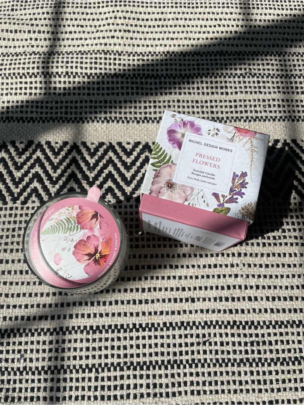 Michele Design Works pressed flowers scented candle